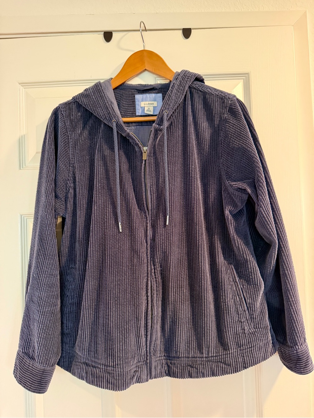 L.L. Bean Corduroy Zip Hoodie Jacket in Slate Blue
